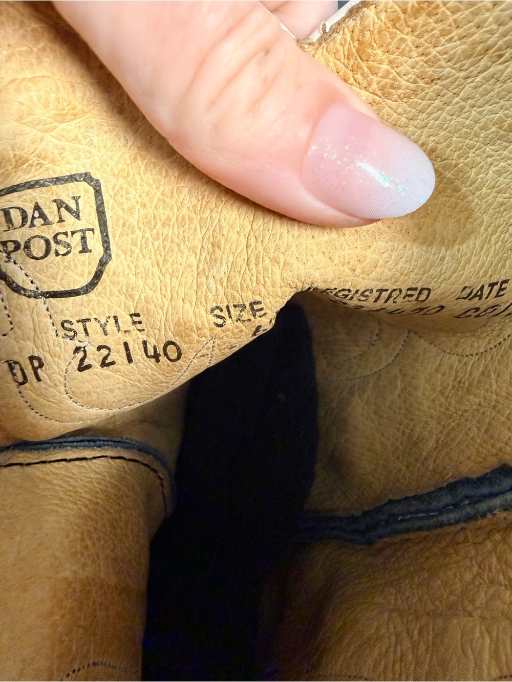 Dan Post Black Leather Western Boots with White Stitching - Picture 9 of 11